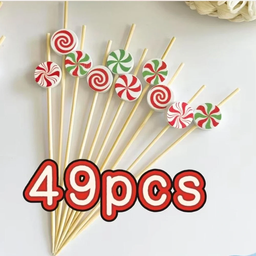 Target Red & Green Candy Swirl Cake Toppers - 49pcs